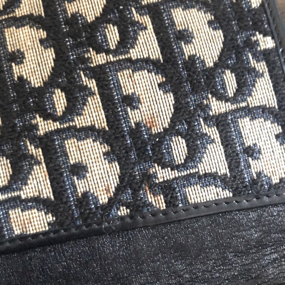[Dior] Rare Authentic Trotter Long Canvas w/ Leather Navy Blue Signature Wallet - Picture 6 of 16